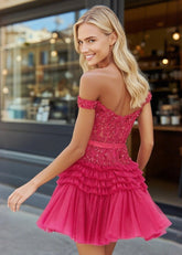 Perfectly Luxurious Off The Shoulder Red Backless Dress with Ruffles for Prom - Burgundy Homecoming Elegance - Burgundy - PromDressClub